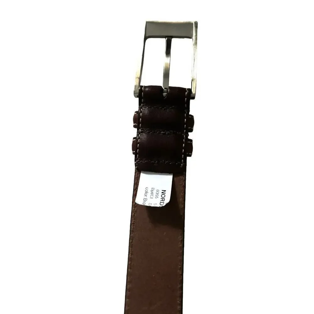 Remo Tulliani Mens Brown Leather Belt Size 42 Silver Buckle USA